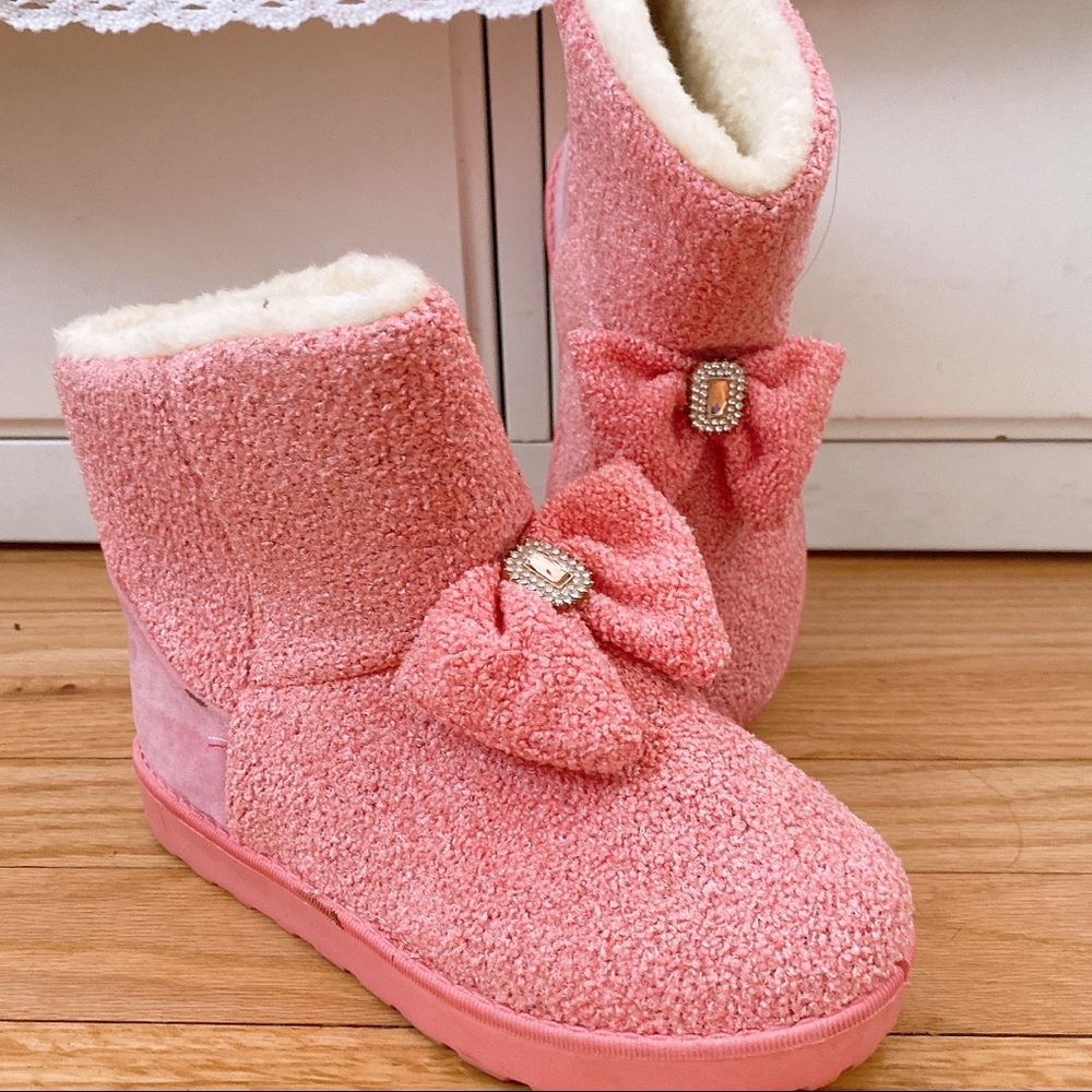 Kawaii Pink Bow Winter Boots